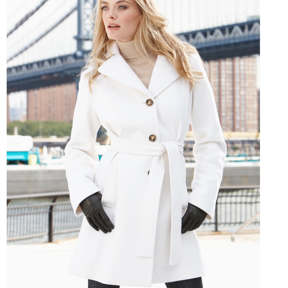 Cream Michael Kors Peacoat with Waist Tie